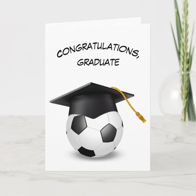 Graduation Cap on a Soccer Ball Card (Front)