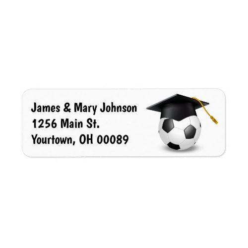 Graduation Cap on a Soccer Ball Label