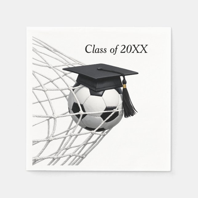 Graduation Cap on a Soccer Ball Napkins (Front)