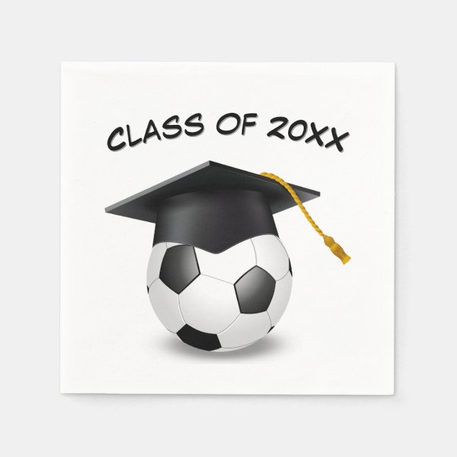 Graduation Cap on a Soccer Ball Napkins (Front)