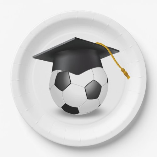 Graduation Cap on a Soccer Ball Paper Plates