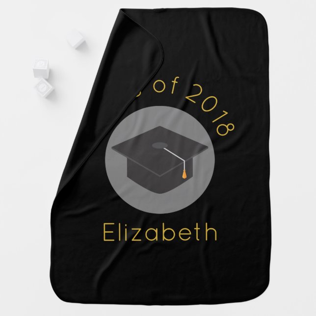 Graduation Cap on Black Class of 20xx Baby Blanket (In Situ)