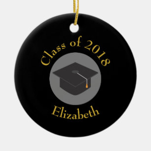 Graduation Cap on Black Class of 20xx Ceramic Ornament