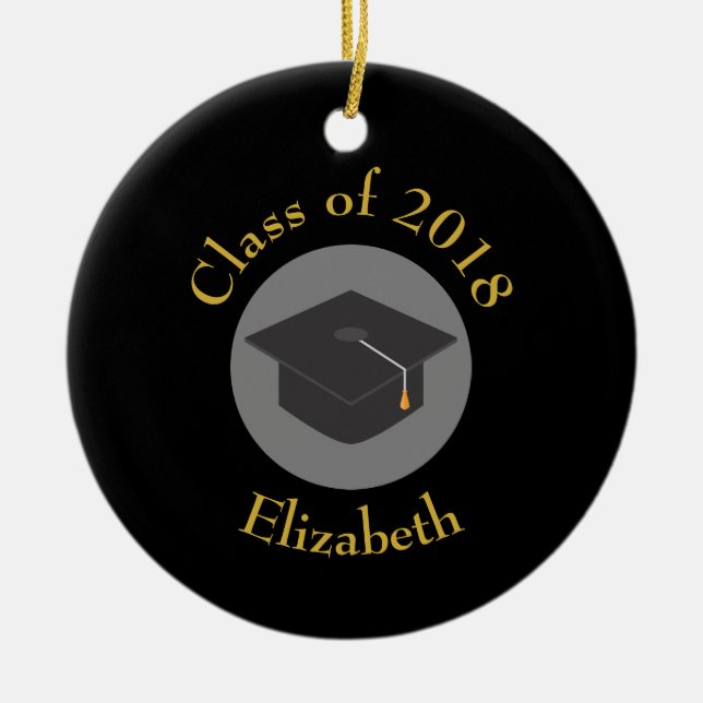 Graduation Cap on Black Class of 20xx Ceramic Ornament (Front)