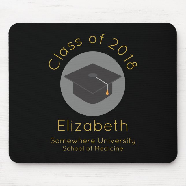 Graduation Cap on Black Class of 20xx Mouse Pad (Front)