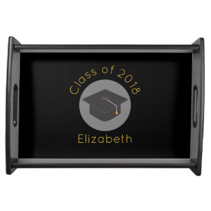 Graduation Cap on Black Class of 20xx Serving Tray