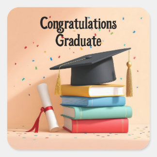 Graduation Cap On Books Sticker