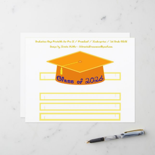 Graduation Cap Orange Party Hat 2026 in Blue (Front/Back In Situ)