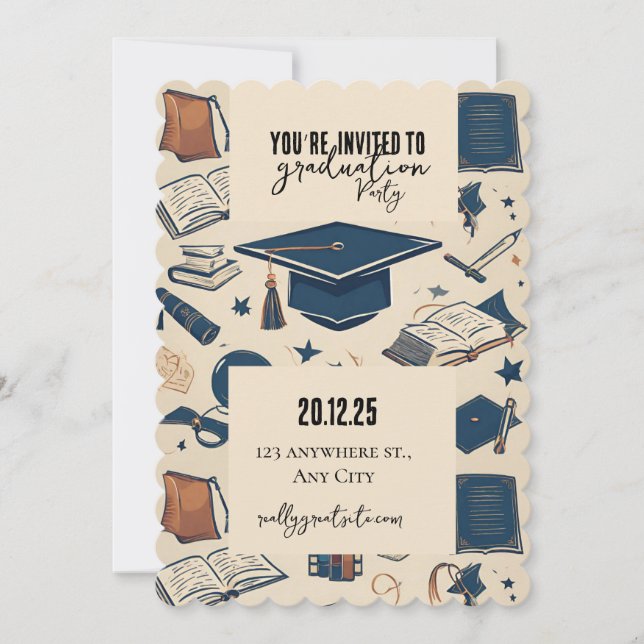  Graduation cap pattern Party Invitation (Front)