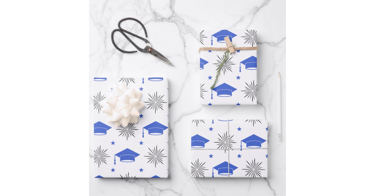 Graduation Cap Pattern Wrapping Paper Sheets | Zazzle