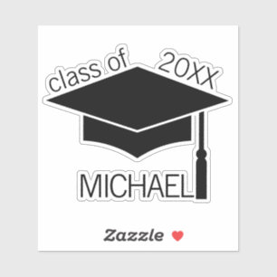 Graduation cap personalised name sticker