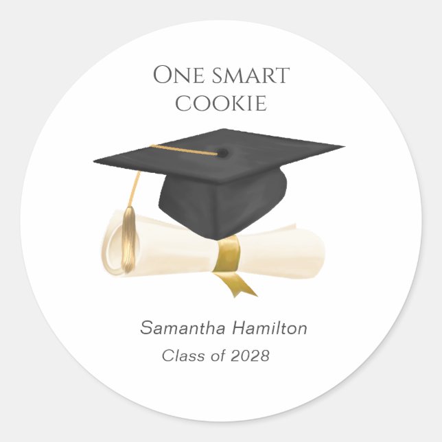 Graduation Cap Personalized Classic Round Sticker (Front)