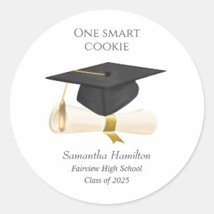 Graduation Cap Personalized Classic Round Sticker
