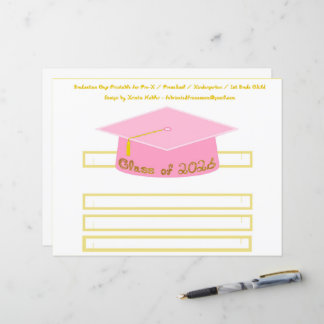 Graduation Cap Pink Party Hat 2026 in Gold