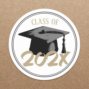 Graduation Cap Plain Class of 2024 Classic Round Sticker