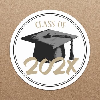 Graduation Cap Plain Class Of 2024  Classic Round Sticker by myinvitation at Zazzle