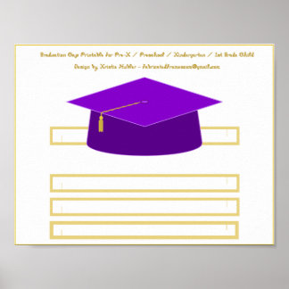 Graduation Cap Purple Paper Hat Printable Poster