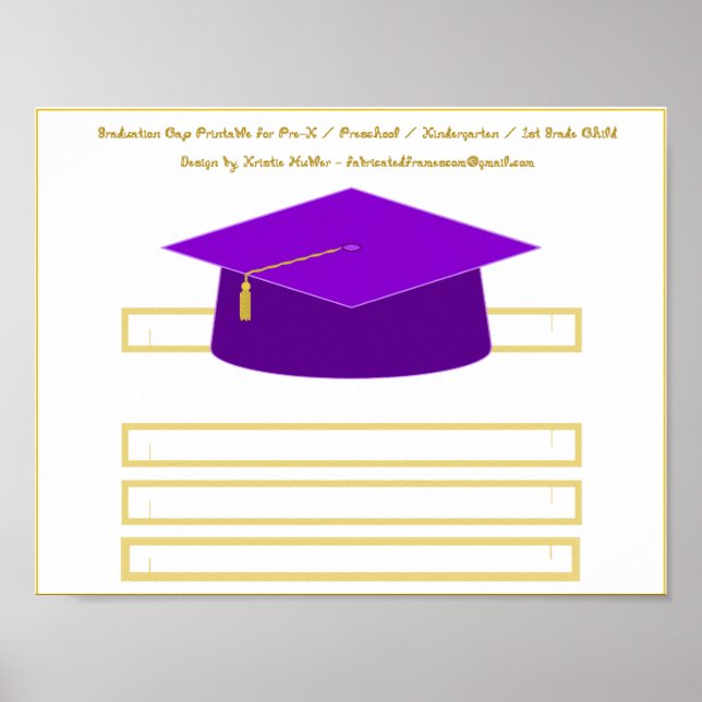 Graduation Cap Purple Paper Hat Printable Poster (Front)