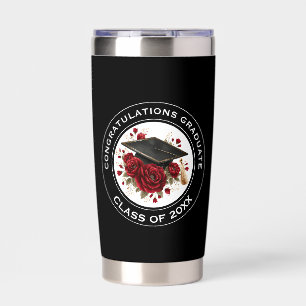 Graduation Cap & Red Roses Class of 20XX Insulated Tumbler