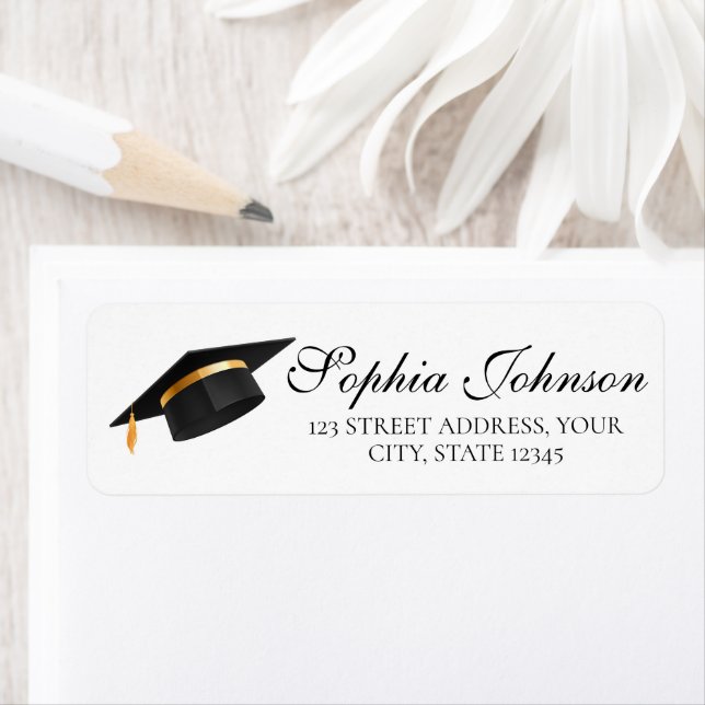 Graduation Cap Return Address  Label (Insitu)