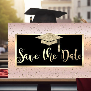 Graduation Cap,Rose Gold Graduation Save The Date