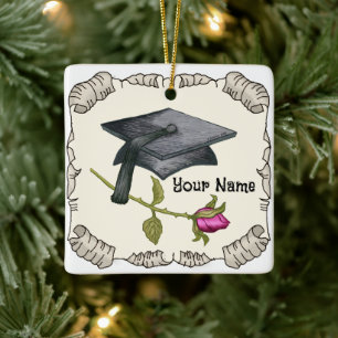 Graduation Cap Rose ornament