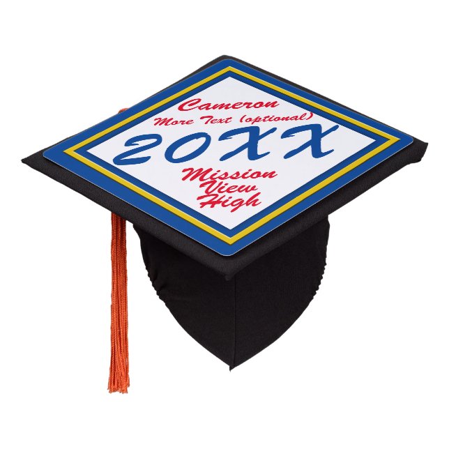 Graduation Cap School Colors (Angled)