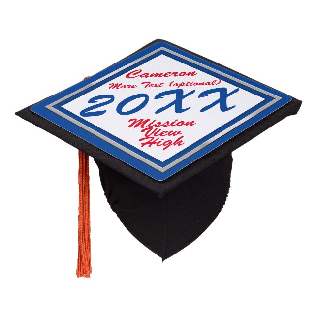 Graduation Cap School Colors (Angled)