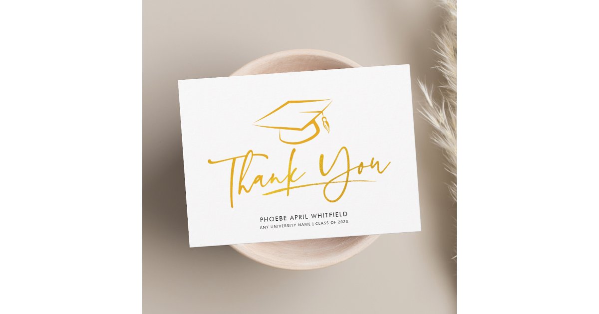 Graduation Cap Script Class of 2025 Thank You Card | Zazzle