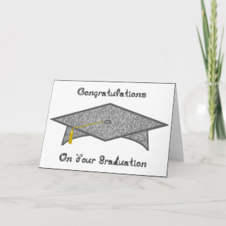 Graduation Cap Silver Glitter Paper Hat Card Print