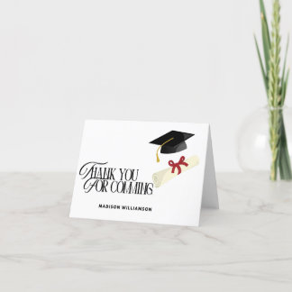 Graduation Cap simple Letterpress Thank You Card