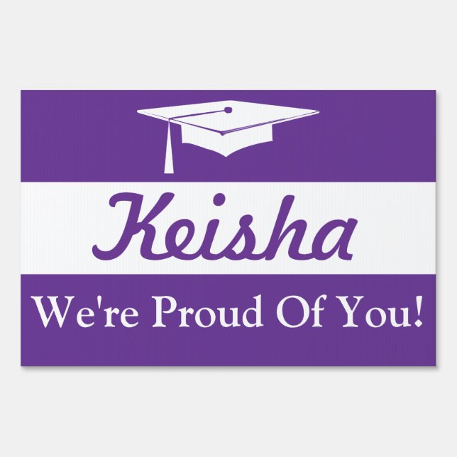 Graduation Cap Simple Modern Purple Sign (Front)