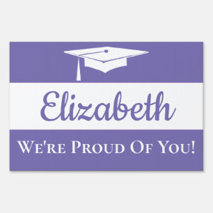 Graduation Cap Simple Modern Purple Sign