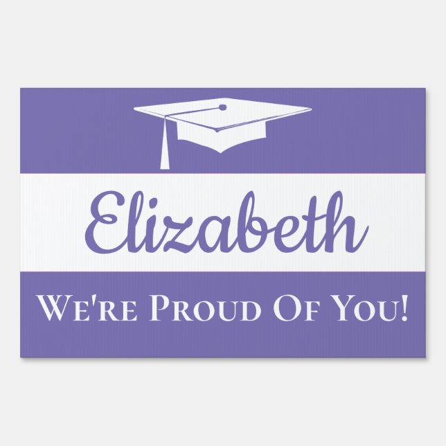 Graduation Cap Simple Modern Purple Sign (Front)