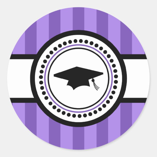Graduation Cap Stripes Label (Purple)