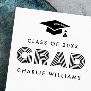 Graduation cap Student modern Grad name class Rubber Stamp