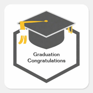 Graduation Cap Symbol Representing Education Square Sticker