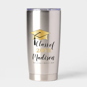 Graduation Cap - Tassel Black Gold Class Year Insulated Tumbler