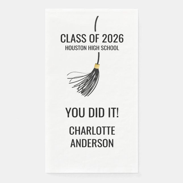 Graduation Cap Tassel Paper Guest Towels (Front)