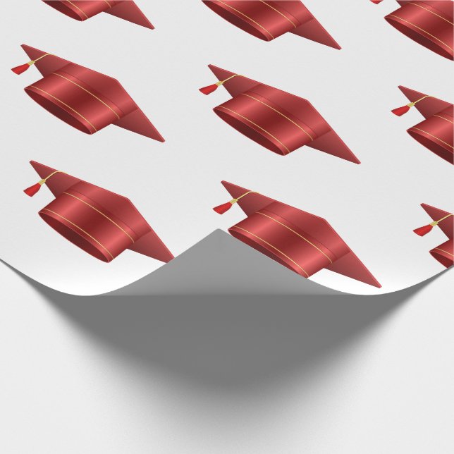 Graduation Cap Tassle Red  Wrapping Paper (Corner)