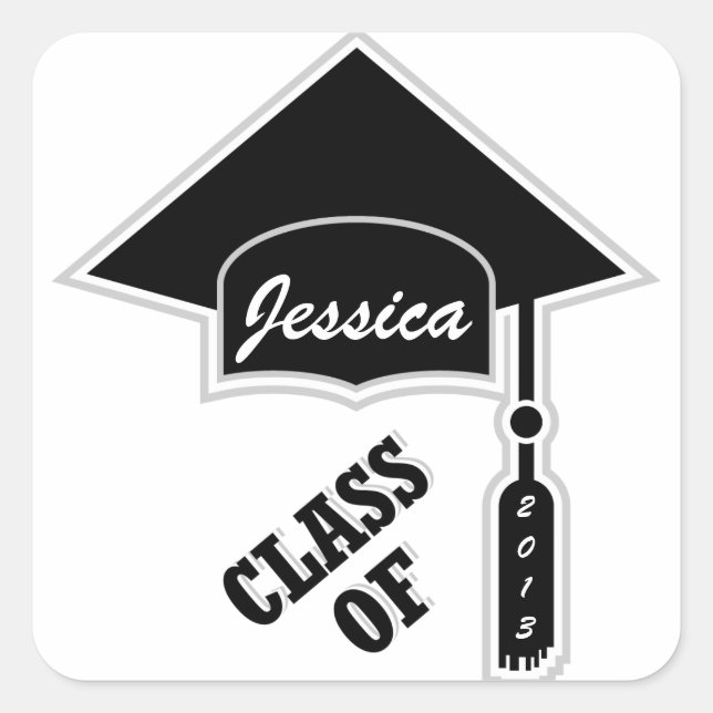 Graduation Cap Template Square Sticker (Front)