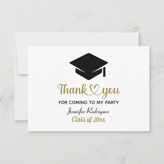 Graduation Cap Thank You For Coming To My Party Card (Front)