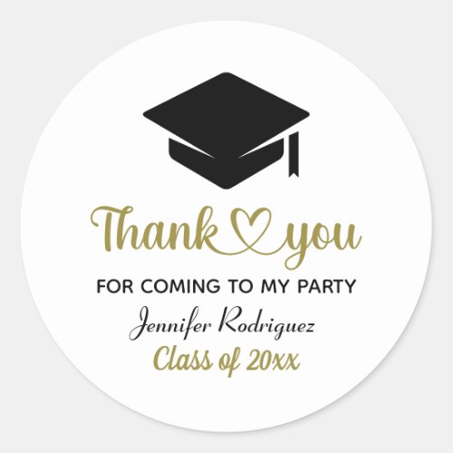 Graduation Cap Thank You For Coming To My Party Classic Round Sticker