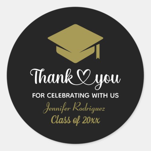 Graduation Cap Thank You Grad Love And Thanks Classic Round Sticker