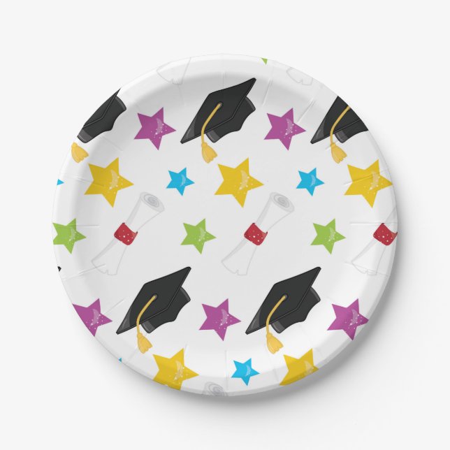 Graduation cap theme paper plates (Front)
