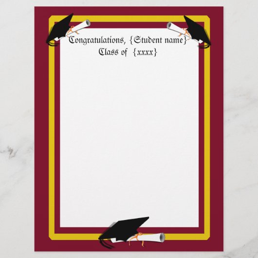 Graduation Cap Tilt - School Colors Red & Gold (Front)