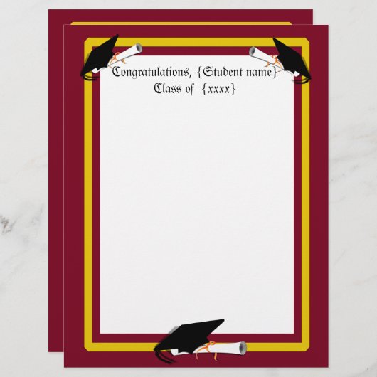 Graduation Cap Tilt - School Colors Red & Gold (Front/Back)