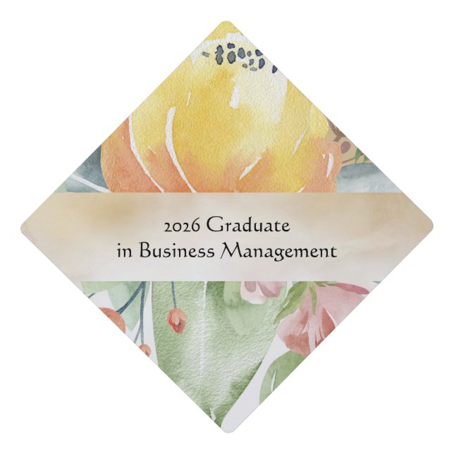 Graduation Cap Topper Floral Business Management (Front)