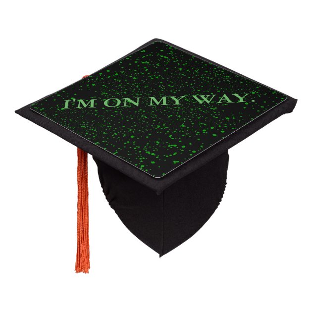 Graduation Cap Topper Green Confetti Dots Text