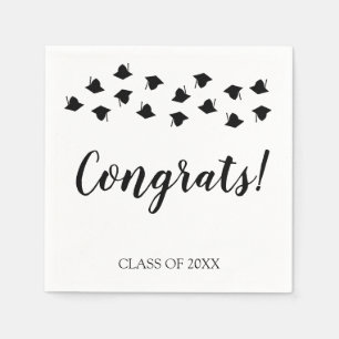 Graduation cap toss congrats custom class year napkins